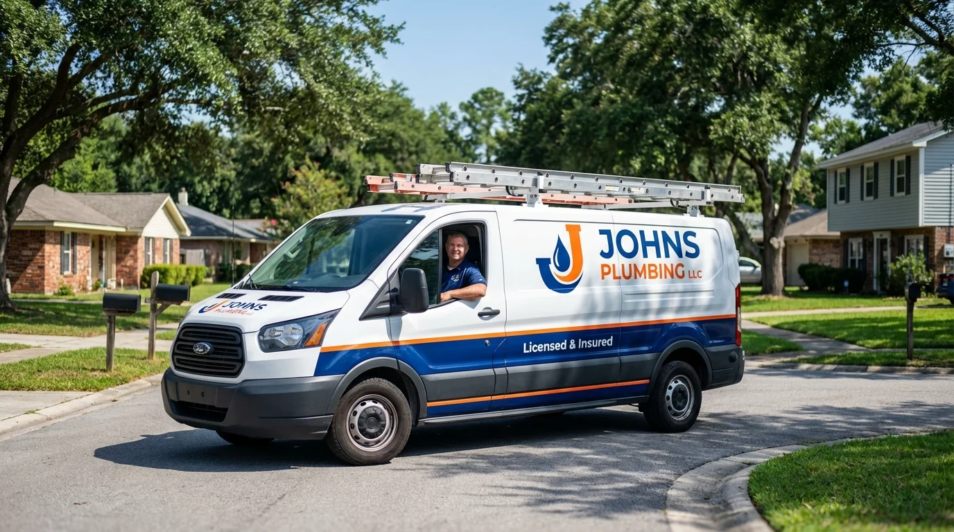 Johns Plumbing LLC service van in Swannanoa, NC