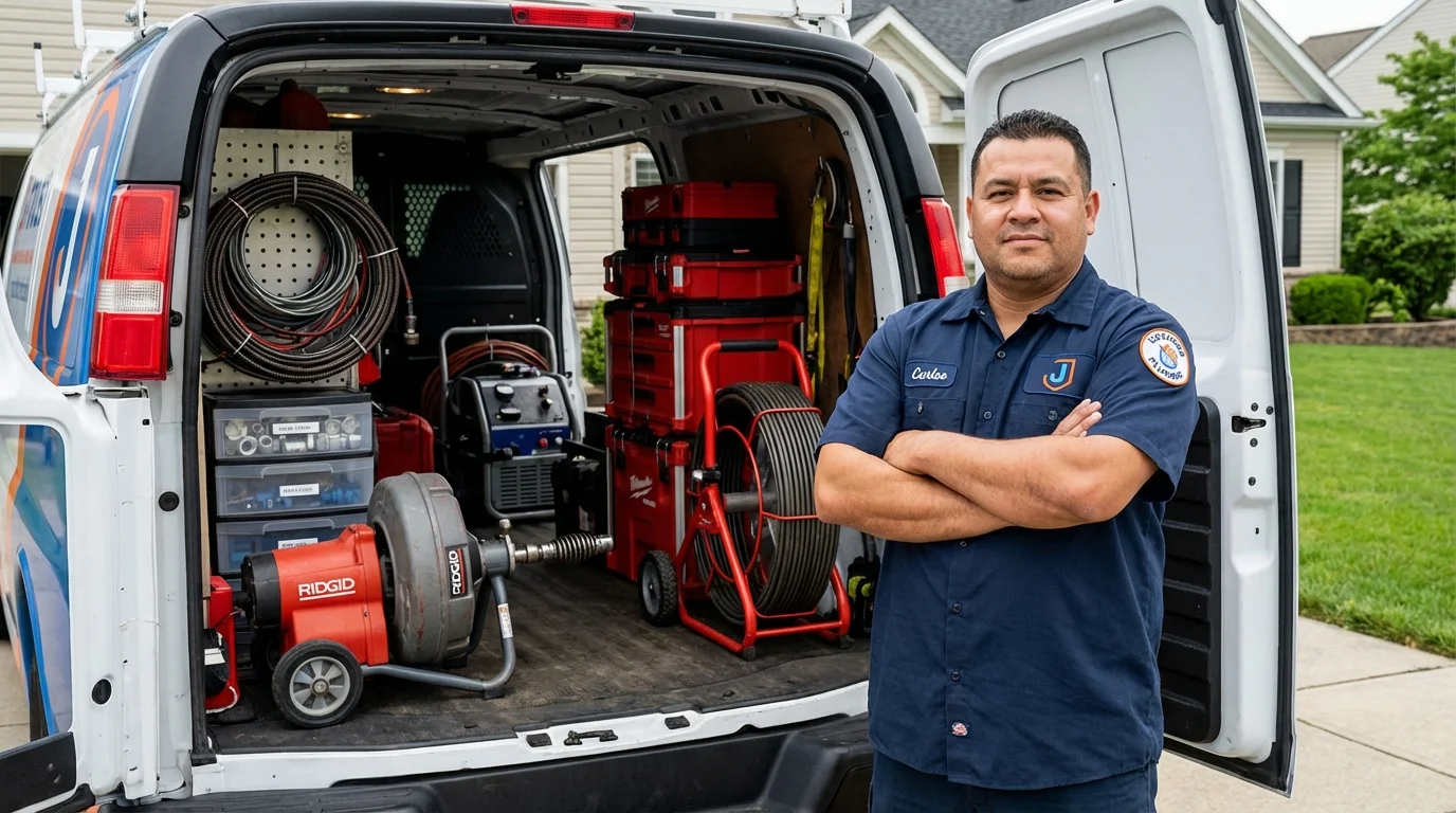 Professional drain cleaning equipment and Johns Plumbing LLC plumber in Swannanoa