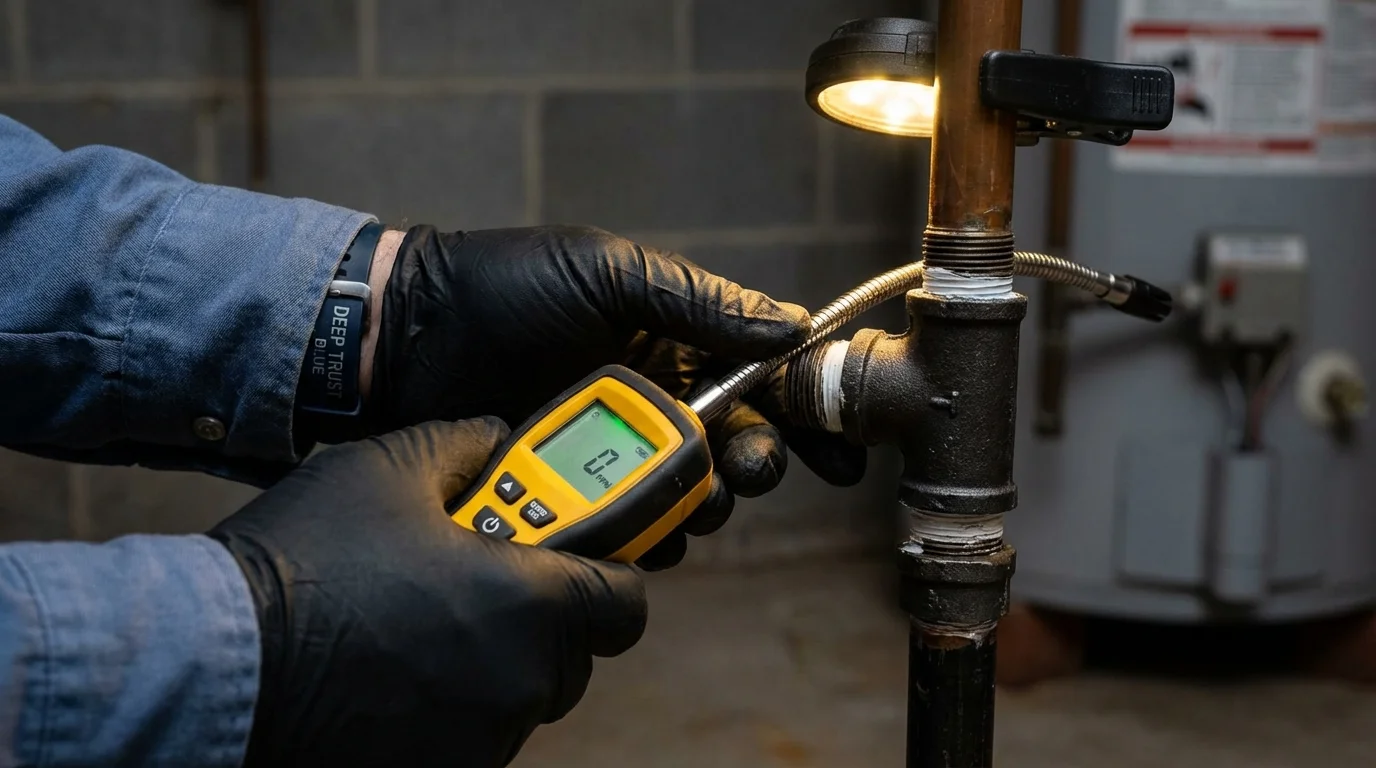 Gas leak detection with electronic sniffer by Johns Plumbing LLC in Swannanoa