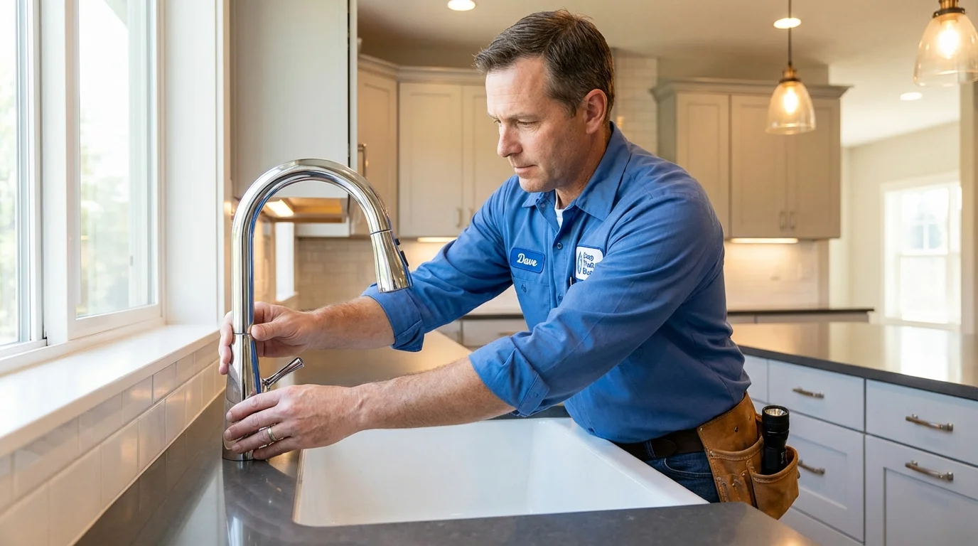Kitchen faucet installation by Johns Plumbing LLC in Swannanoa