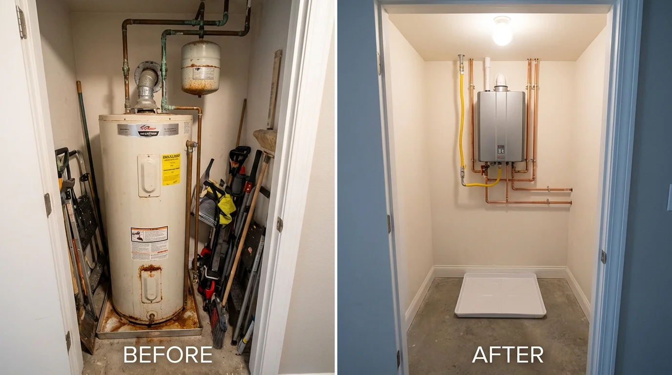 Tank water heater versus wall-mounted tankless unit comparison for Swannanoa, NC homeowners