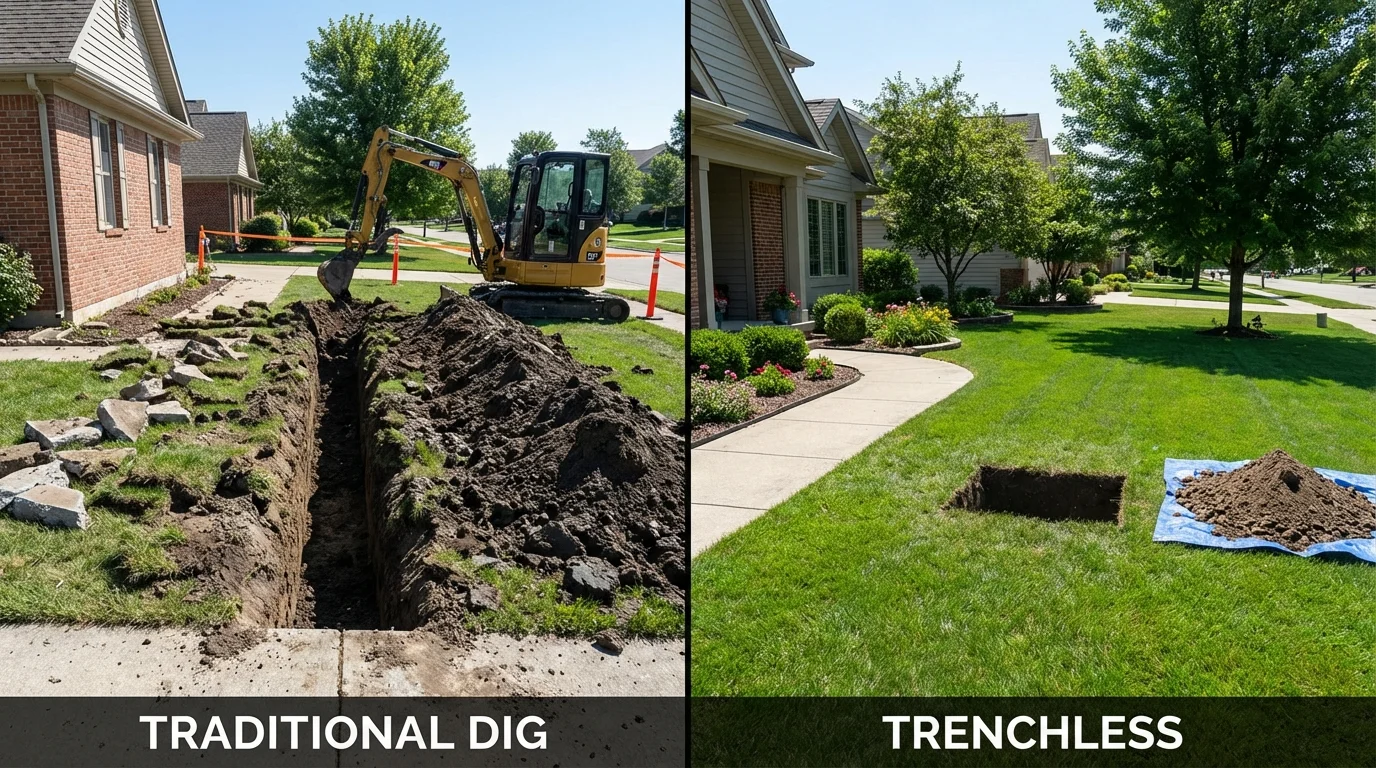 Trenchless sewer repair with minimal yard damage versus traditional excavation in Swannanoa, NC